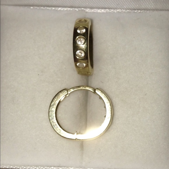 Jewelry - 14 Karat Yellow Gold Huggie Earrings! CZ Accents!